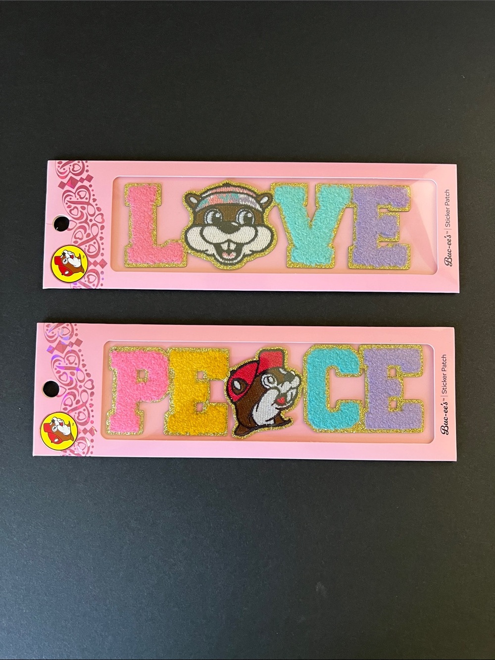 Pink 'LOVE' & 'PEACE' Small Pets Patch Set from BUC-EE’S